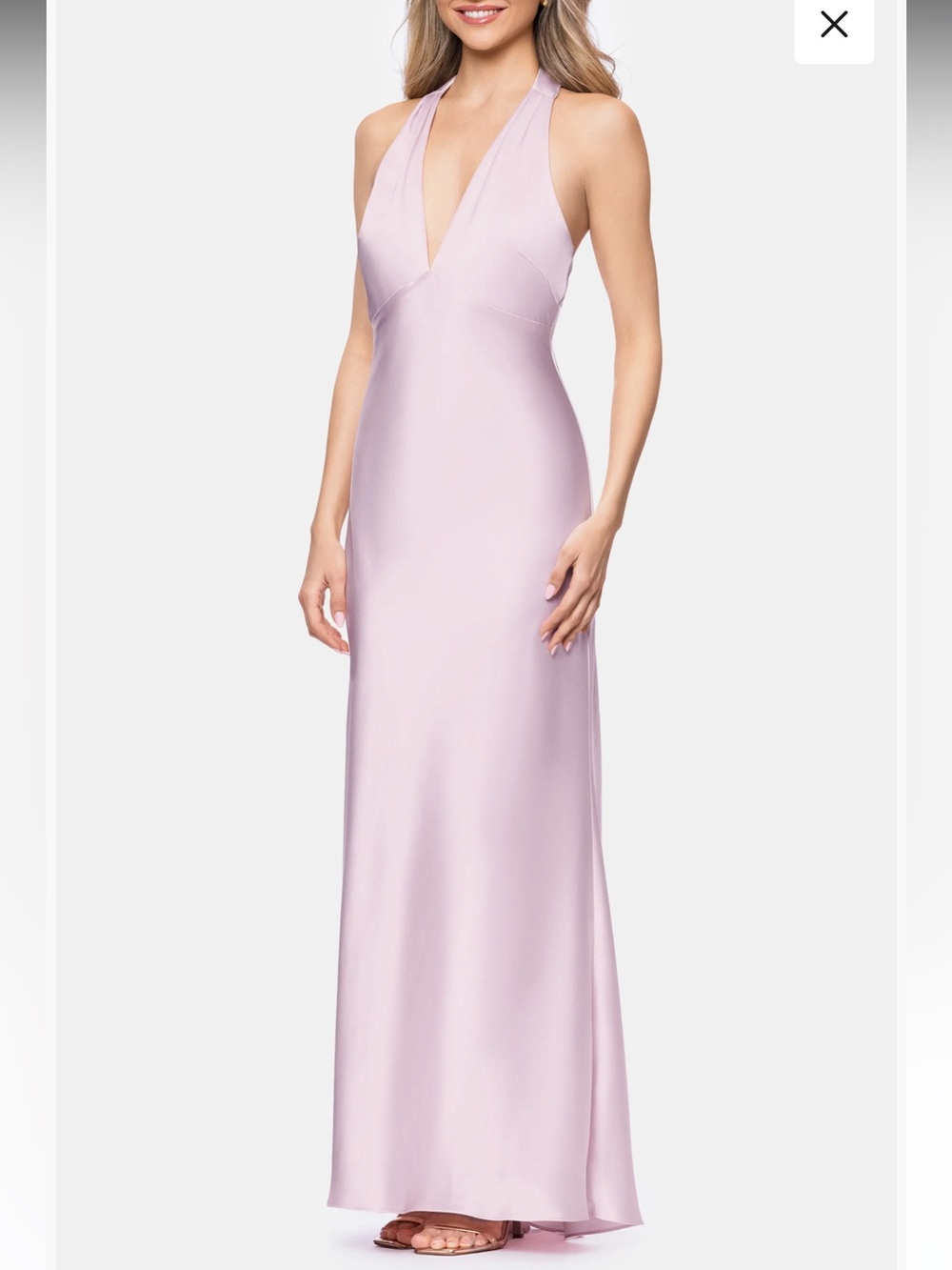 Xscape Light Pink Satin Halter Gown